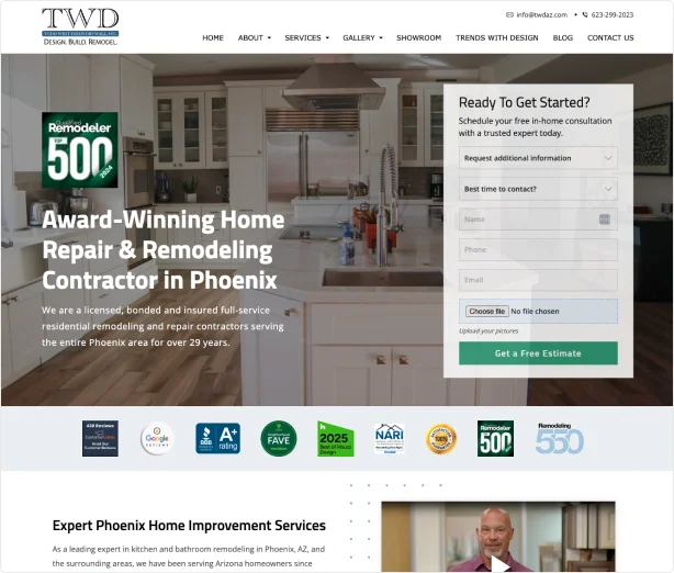 Todd Whittaker Drywall website redesign — 600% traffic increase by HireAWiz